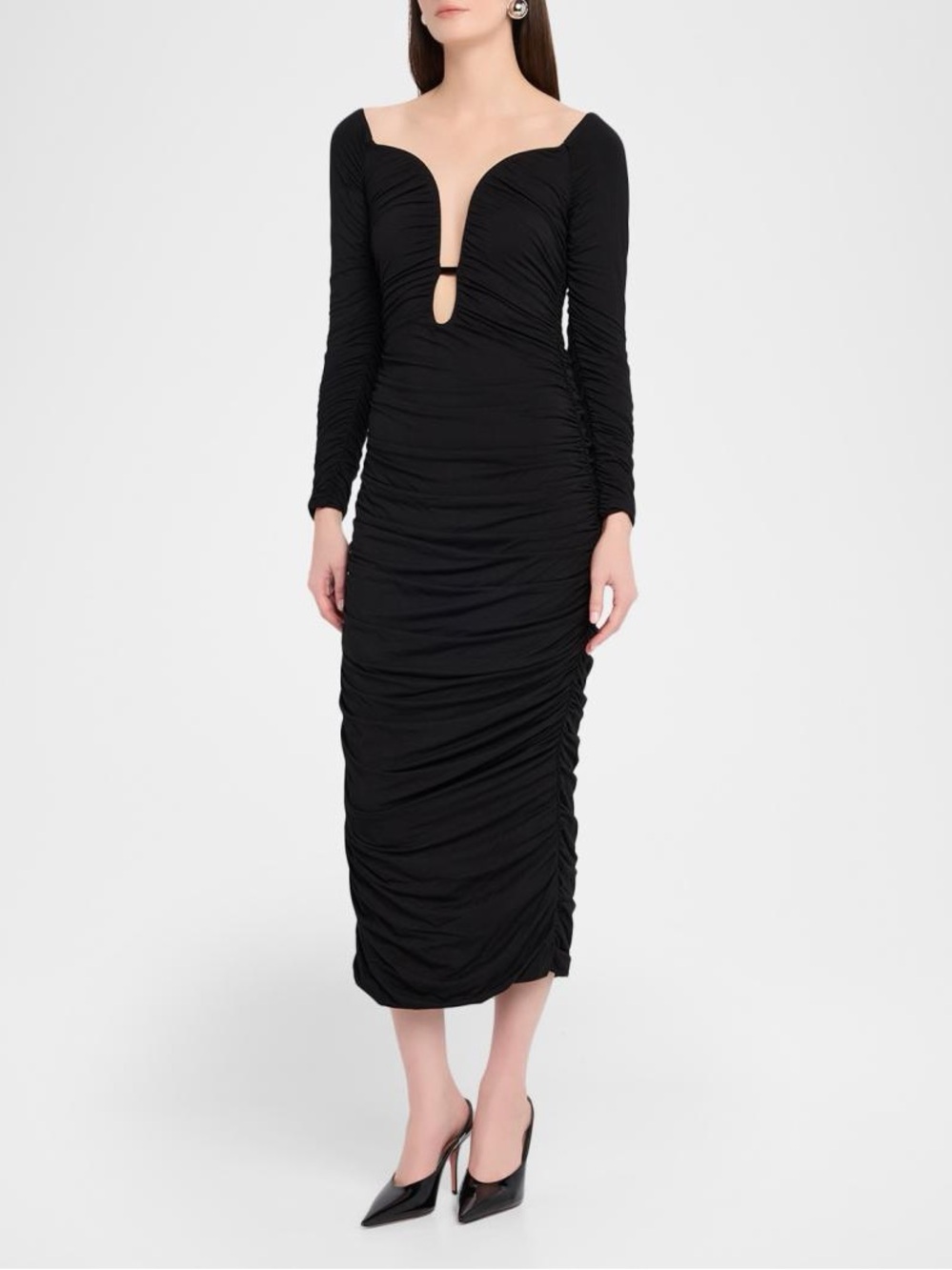 SANS FAFF Wren Long-Sleeve Ruched Midi Dress